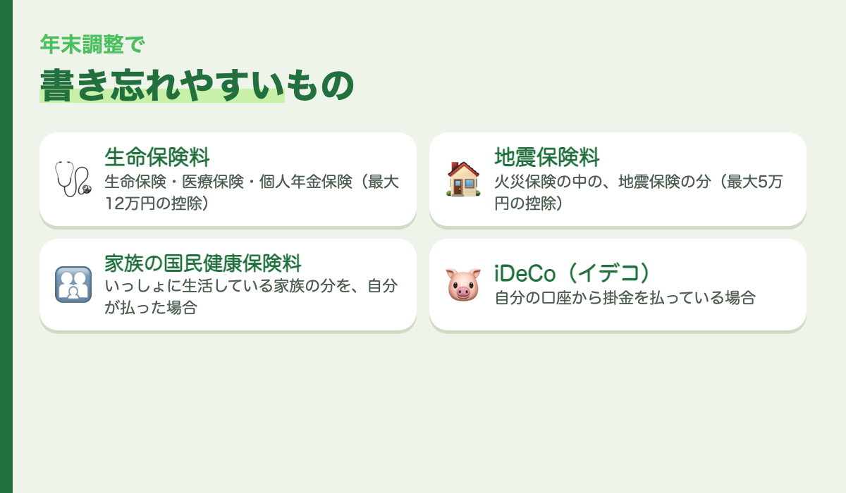 書き忘れやすいもの